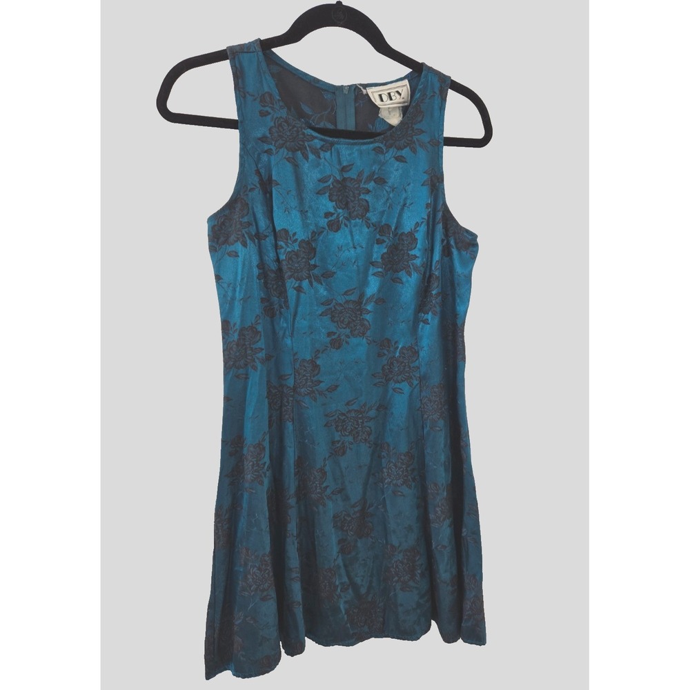 Vintage DBY Womens Floral 90s Grunge Whimsigoth Dress Size 5 Teal Romantic Y2K - Picture 4 of 15